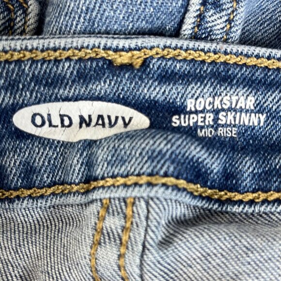 Old Navy Womens Jeans Rockstar Super Skinny MidRise Distressed Destroyed Size 10 - Picture 8 of 11